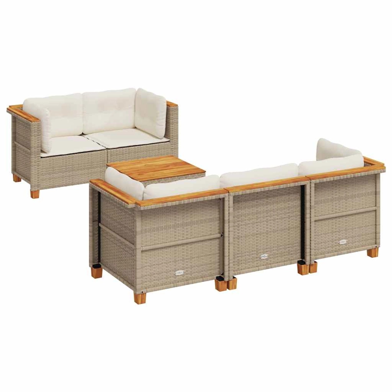 vidaXL 6-Tlg Garten-Sofagarnitur mit Kissen Beige Poly Rattan 3261733 günstig online kaufen