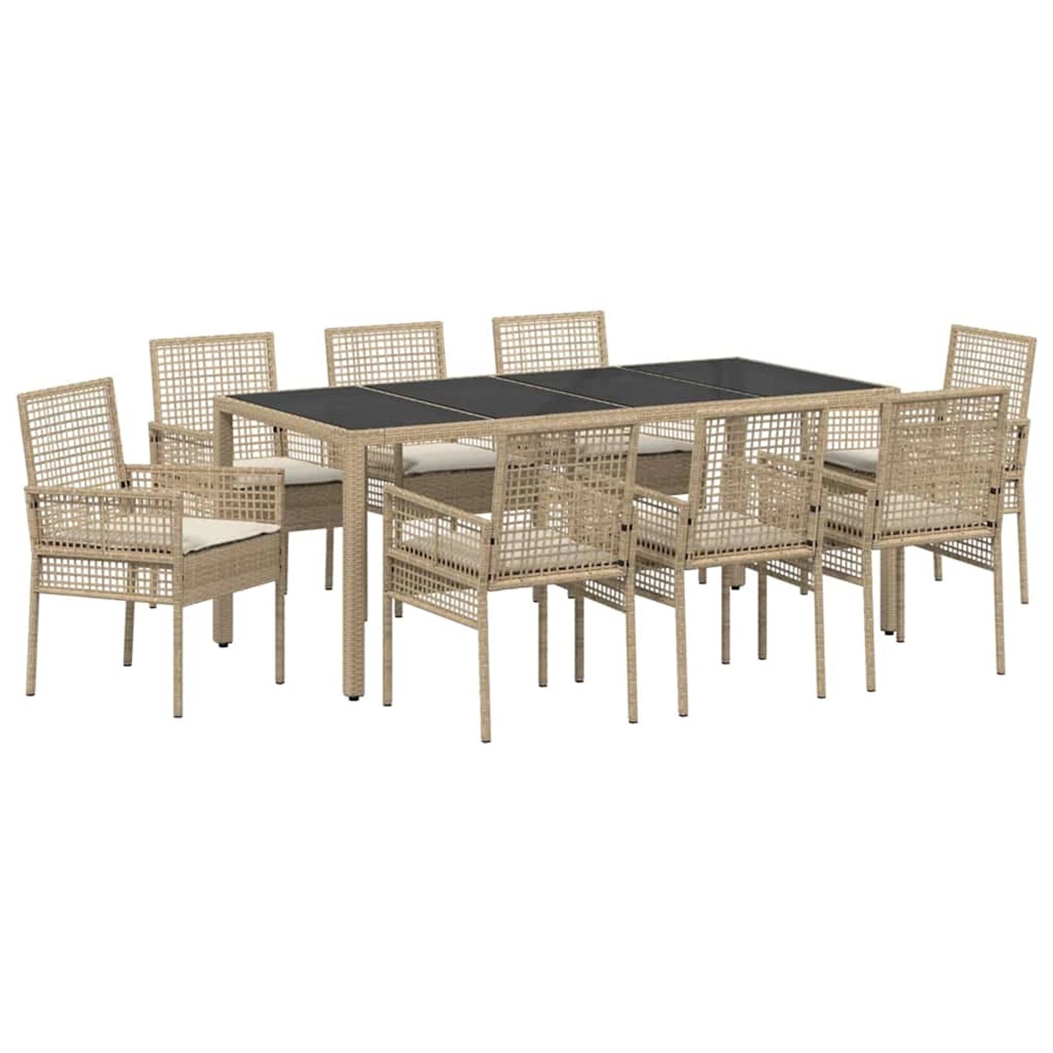 vidaXL Garten Essgruppe 9-Tlg Beige PE Rattan 3334892 günstig online kaufen