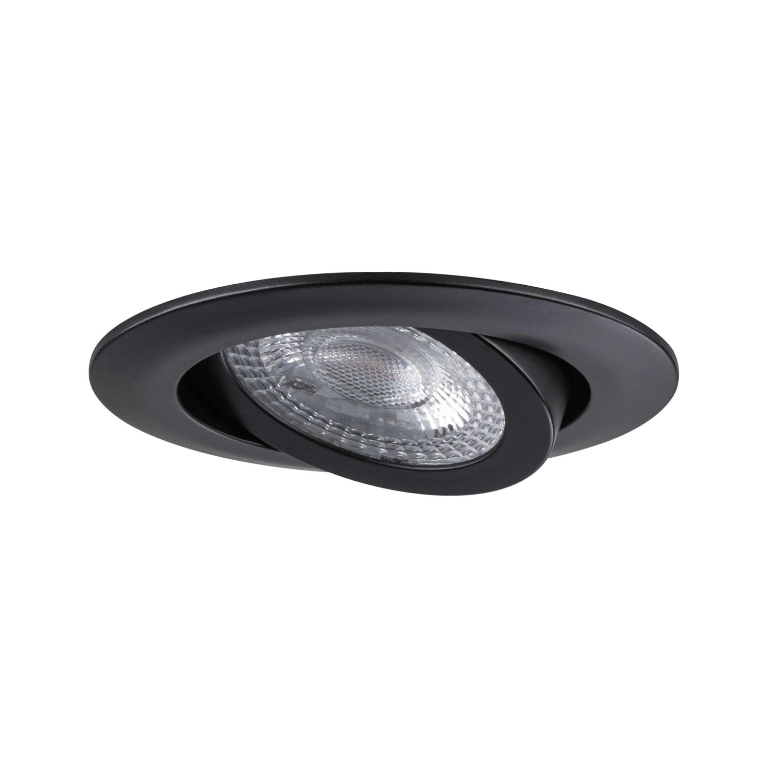 Schwenkbarer, mattschwarzer LED Einbaustrahler, 3-Stufen dimmbar, warmweiß.