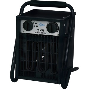 Schwarzer Suntec Heat Cannon 2000 Heizlüfter mit Tragegriff und 2 kW Leistung.