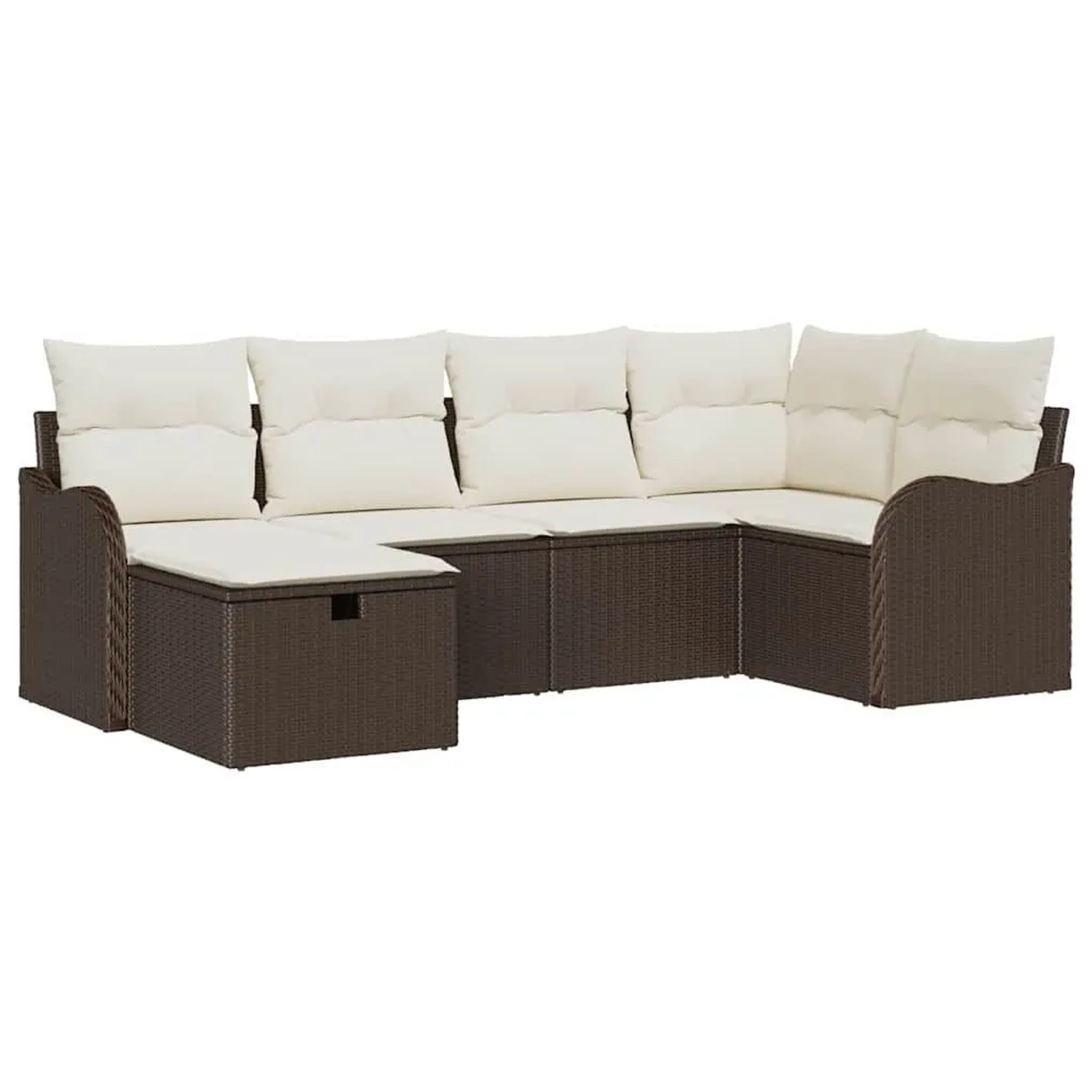 vidaXL Gartensofa-Set mit Kissen 6 Stk Braun und Creme Poly-Rattan 3358977