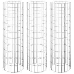 3 runde Gabionen-Hochbeete aus Stahl, 30x100 cm, für Garten & Terrasse.