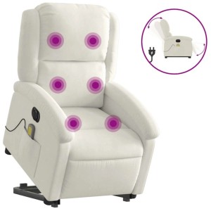 vidaXL Massagesessel mit Aufstehhilfe Elektrisch Creme Samt 3204342