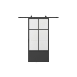 inova Loft Glasschiebetür 900 x 2150 mm 6 Felder Kickplatte Komplettset aus Stahl in Schwarz inkl. 2Seitiger Softclose