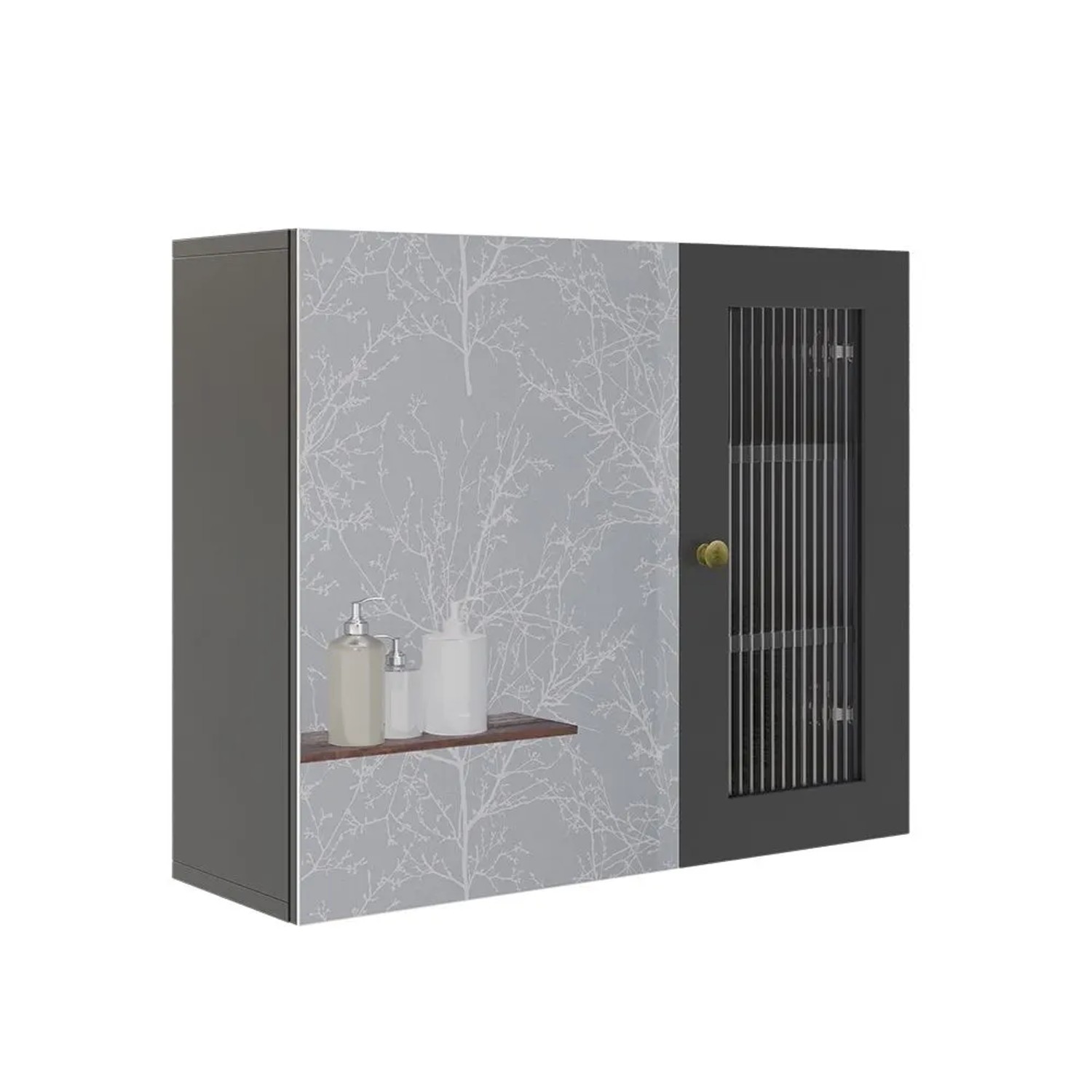Vicco Badspiegelschrank Malte Grau 60 x 50 mit Spiegel