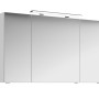 Pelipal Spiegelschrank Serie 4010, 120 cm, Weiß Glänzend mit drei Spiegeltüren und Aufsatzleuchte.