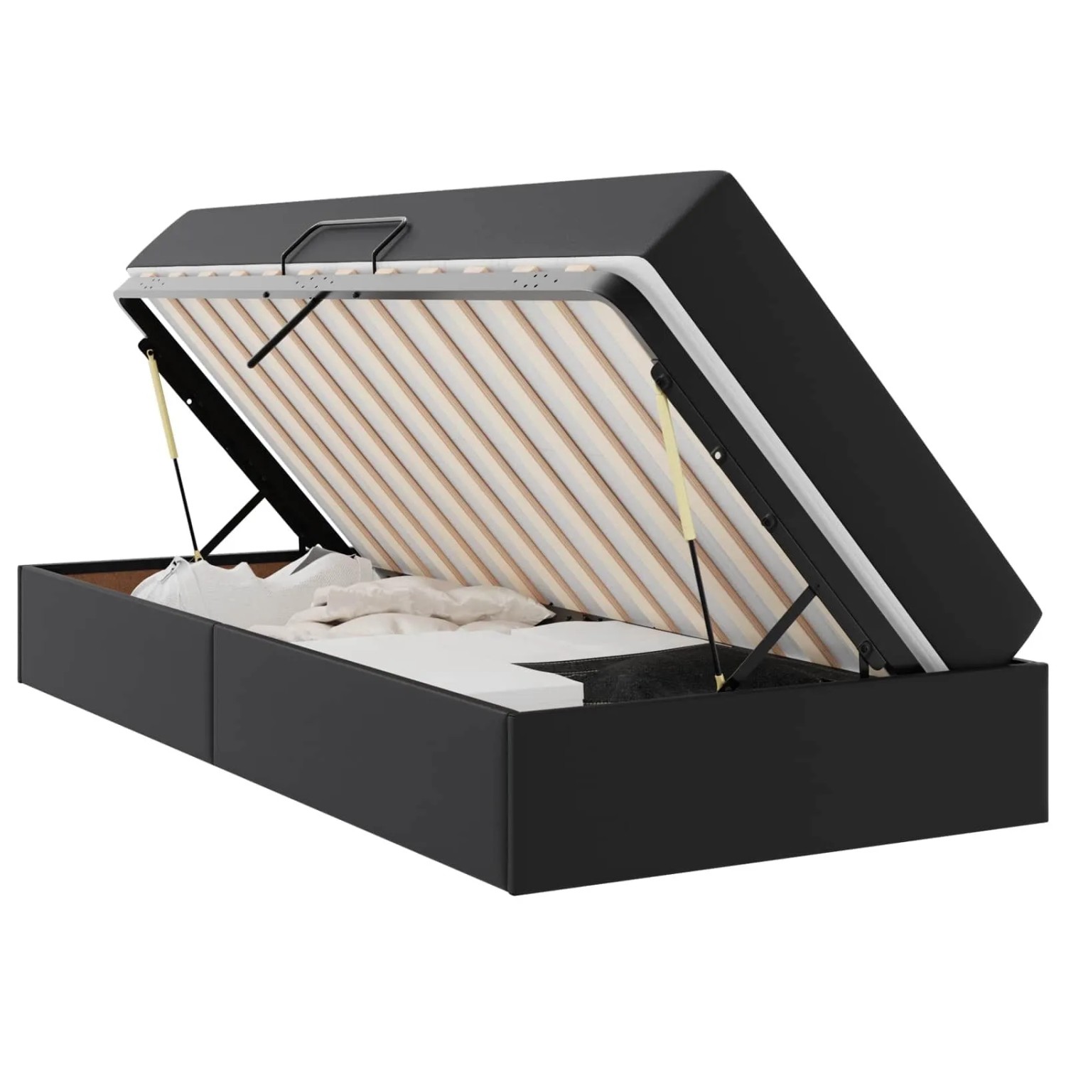 vidaXL Aufbewahrungsbett mit Matratze 2-Tlg Schwarz Leder 3399592