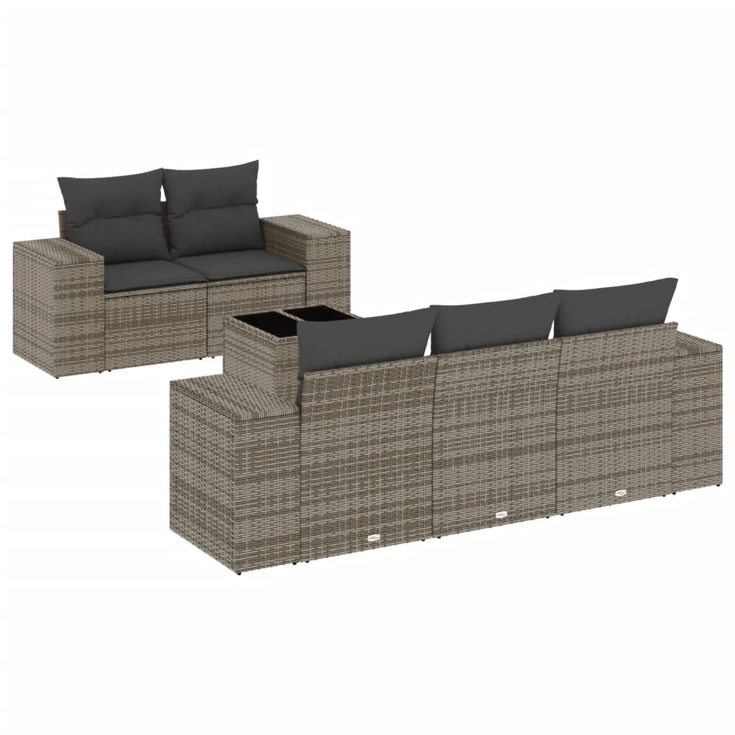 vidaXL 6-Tlg Garten-Sofagarnitur mit Kissen Grau Poly Rattan 3254637 günstig online kaufen