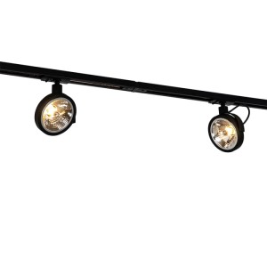 Schwarzes QAZQA Schienensystem Go mit 5 Spots, 1-phasig. Lampen & Leuchten für flexible Beleuchtung.