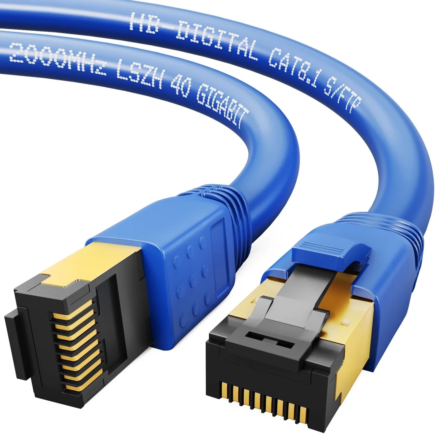 hb-digital 2m Patchkabel CAT 8.1 GHMT Zertifiziertes LAN Kabel RJ45 S/FTP PimF LSZH Blau