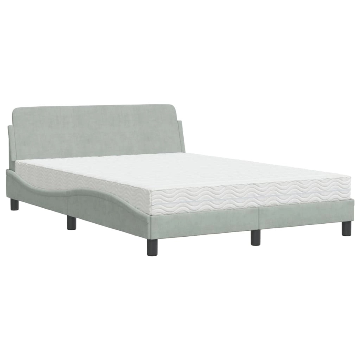 vidaXL Bett mit Matratze Hellgrau 140x200 cm Samt2009982