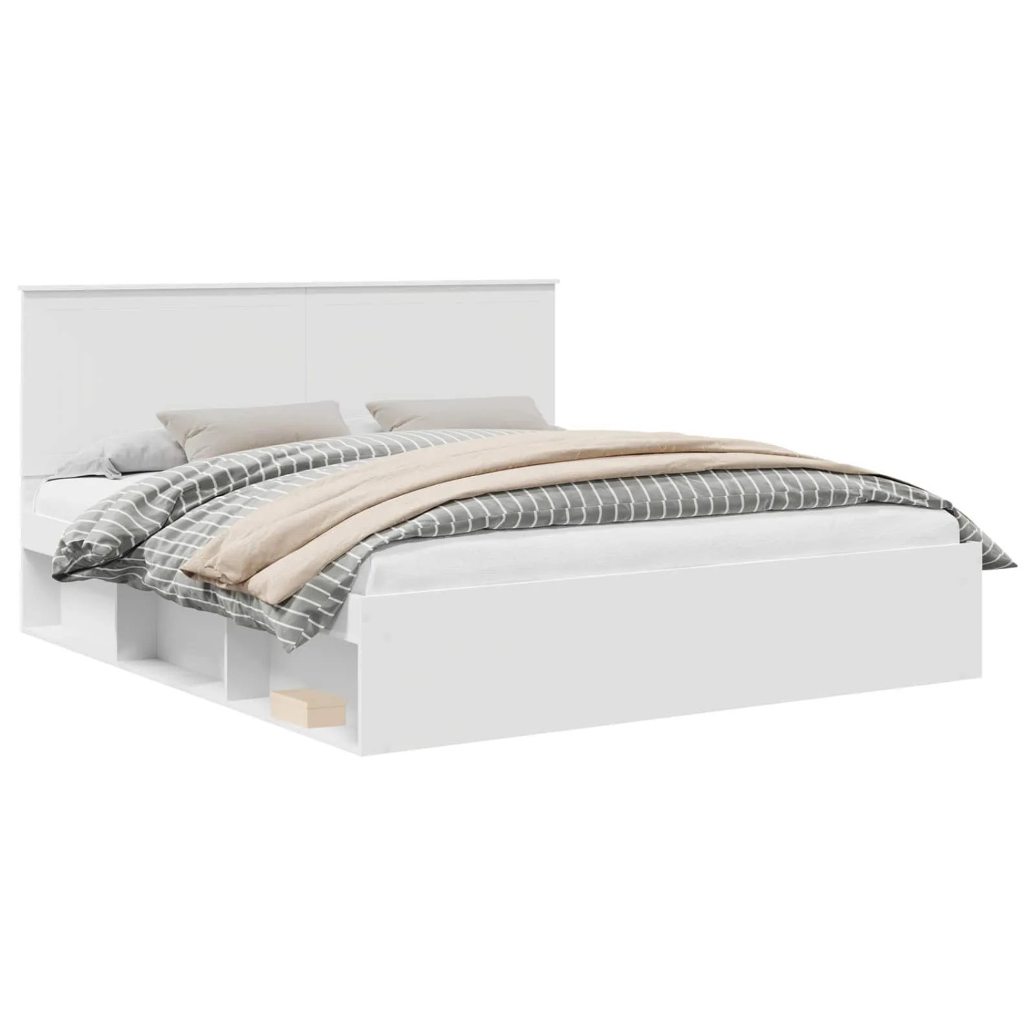 vidaXL Bettrahmen mit Kopfteil Weiß 180 x 200 cm Massives Kiefernholz 3410974