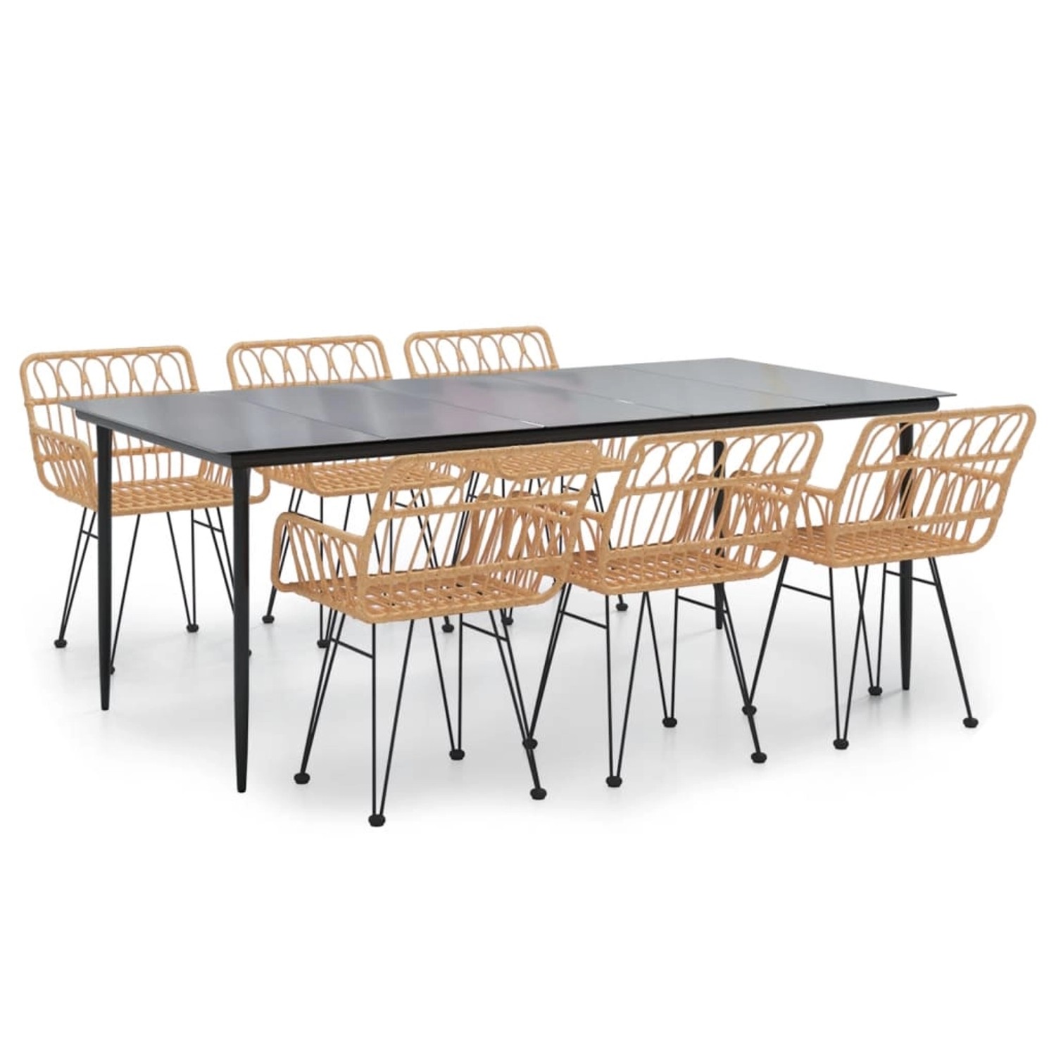vidaXL 7-Tlg Garten-Essgruppe Poly Rattan 3157850