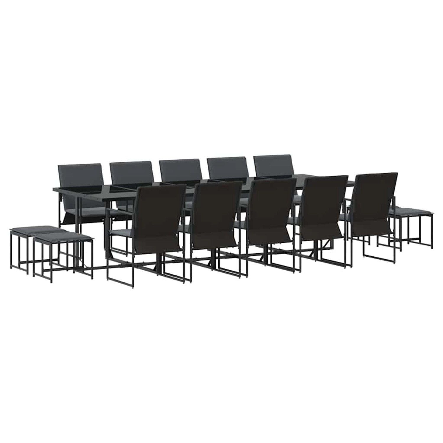 vidaXL Garten Essgruppe 15-Tlg Schwarz Stahl 3335866 günstig online kaufen