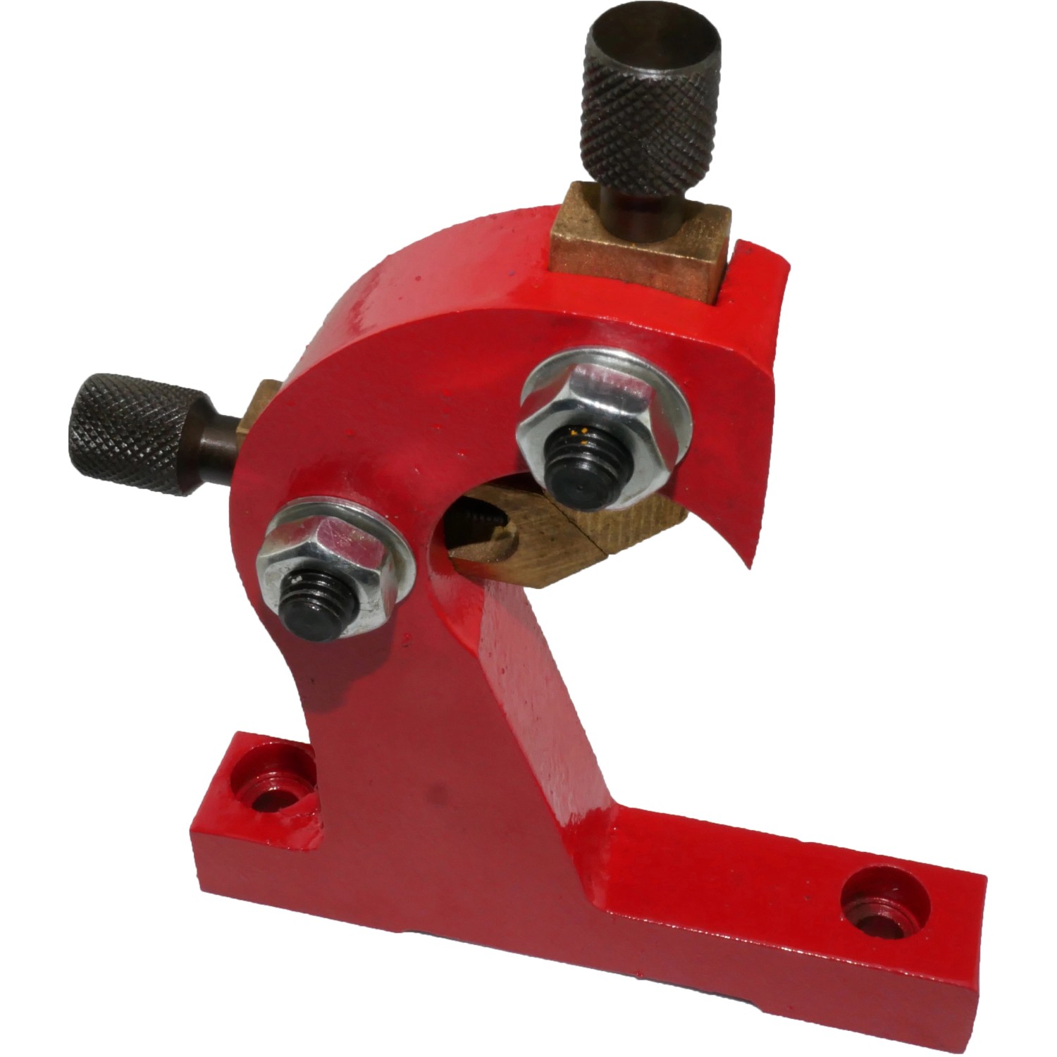 Rotwerk mitlaufende Lünette für Drehmaschine EDM 300/350, rot. Zubehör zur Werkstückstabilisierung.