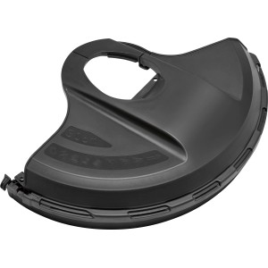 Schutzabdeckung für LUX-TOOLS Akku-Freischneider A-FS-2x20/30, aus schwarzem Kunststoff.
