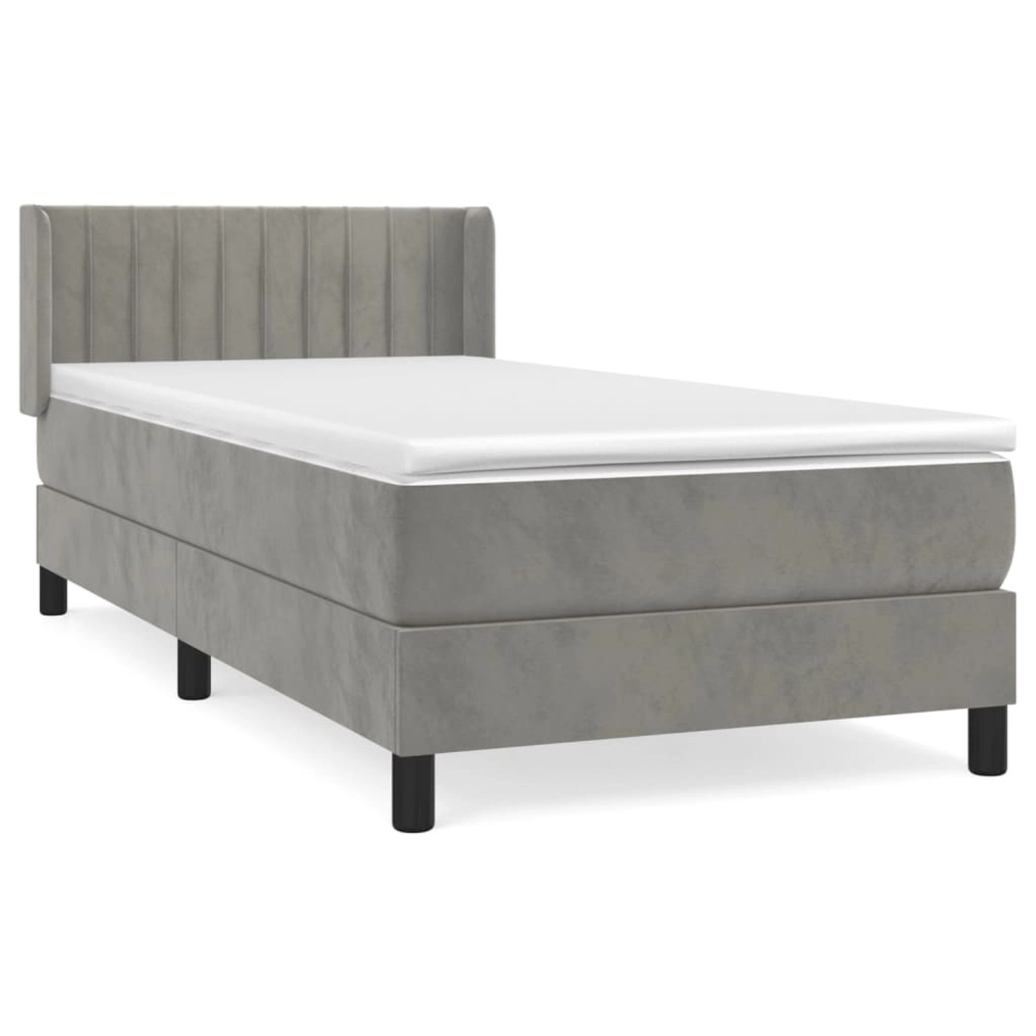 vidaXL Boxspringbett Boxspringbett mit Matratze Hellgrau 90x200 cm Samt Bet günstig online kaufen