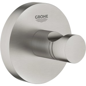Grohe Essentials Bademantelhaken in Supersteel: Wandmontage, verdeckte Befestigung. Ideal für Bad & WC.