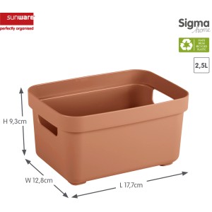 Sunware Aufbewahrungsbox Sigma Home 2,5 l Terra aus Recyclingmaterial mit Griffen.