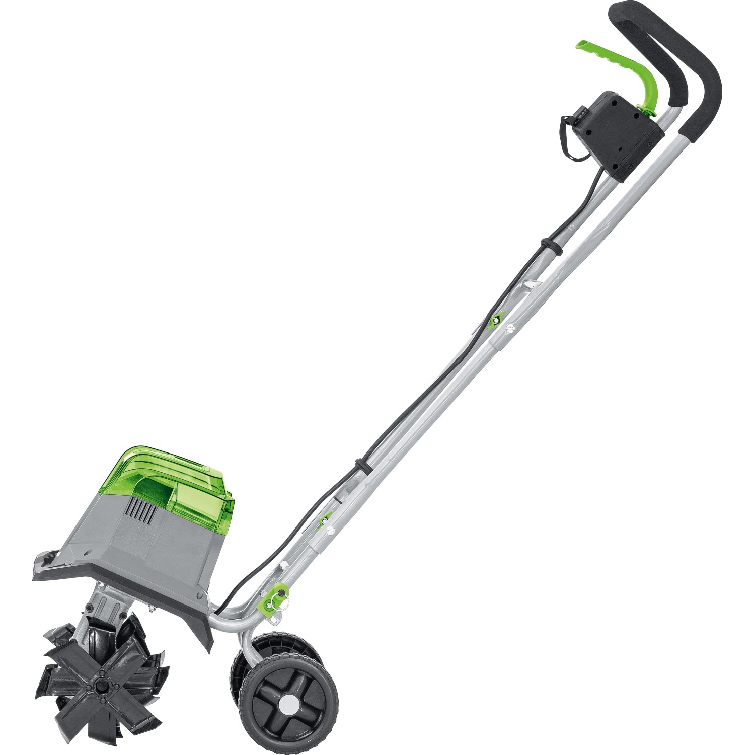 LUX Akku-Bodenhacke A-BH-2x20/28 mit DC-Bürstenmotor, klappbarer Holm und Transporträdern.