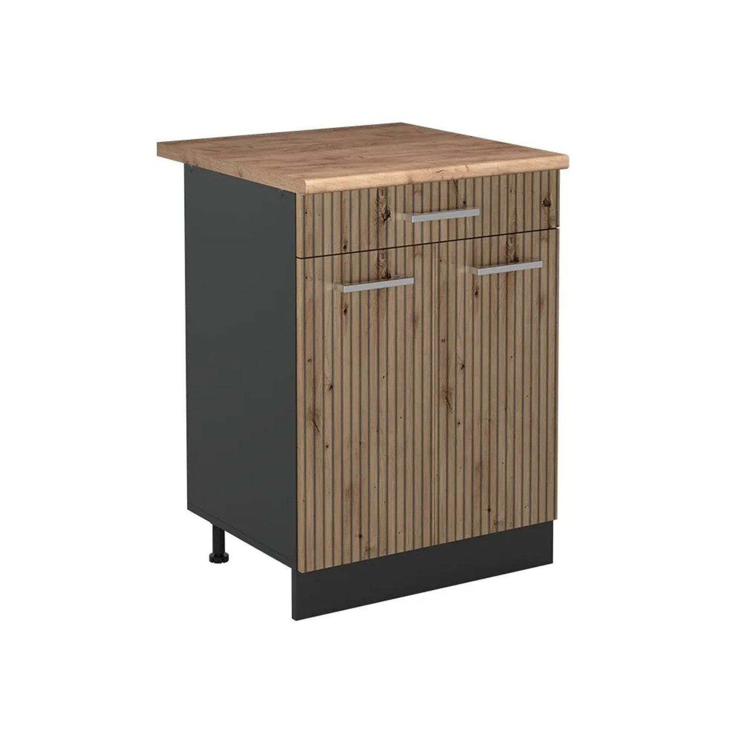 Vicco Küchenunterschrank R-Line Artisan-Eiche/Anthrazit 60 x 82 mit Schublade Arbeitsplatte Goldkraft Eiche Art Nr 61083