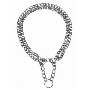 Trixie Zug-Stopp Kettenhalsband, 2-reihig, 55cm, verchromt für Hunde.