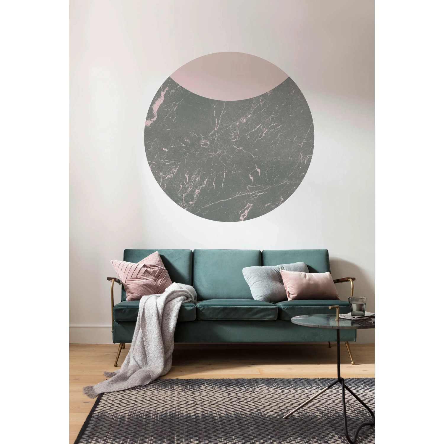 Runde, selbstklebende Komar Vlies Fototapete Stripe Marmor, Ø 125 cm.