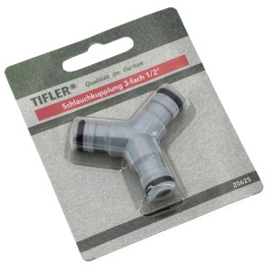 Tifler Y-Kupplung für Gartenschlauch, 1/2 Zoll, Stern-Form, zur Verbindung von drei Schläuchen.