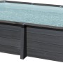 Ovaler Gre Composite Pool Avantgarde (664x386x124 cm) mit Leiter. WPC Pool in Holzoptik.