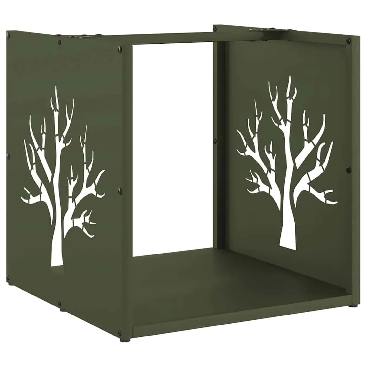 vidaXL Brennholzregal Olivgrün 40x40x40 cm Kaltgewalzter Stahl 864246