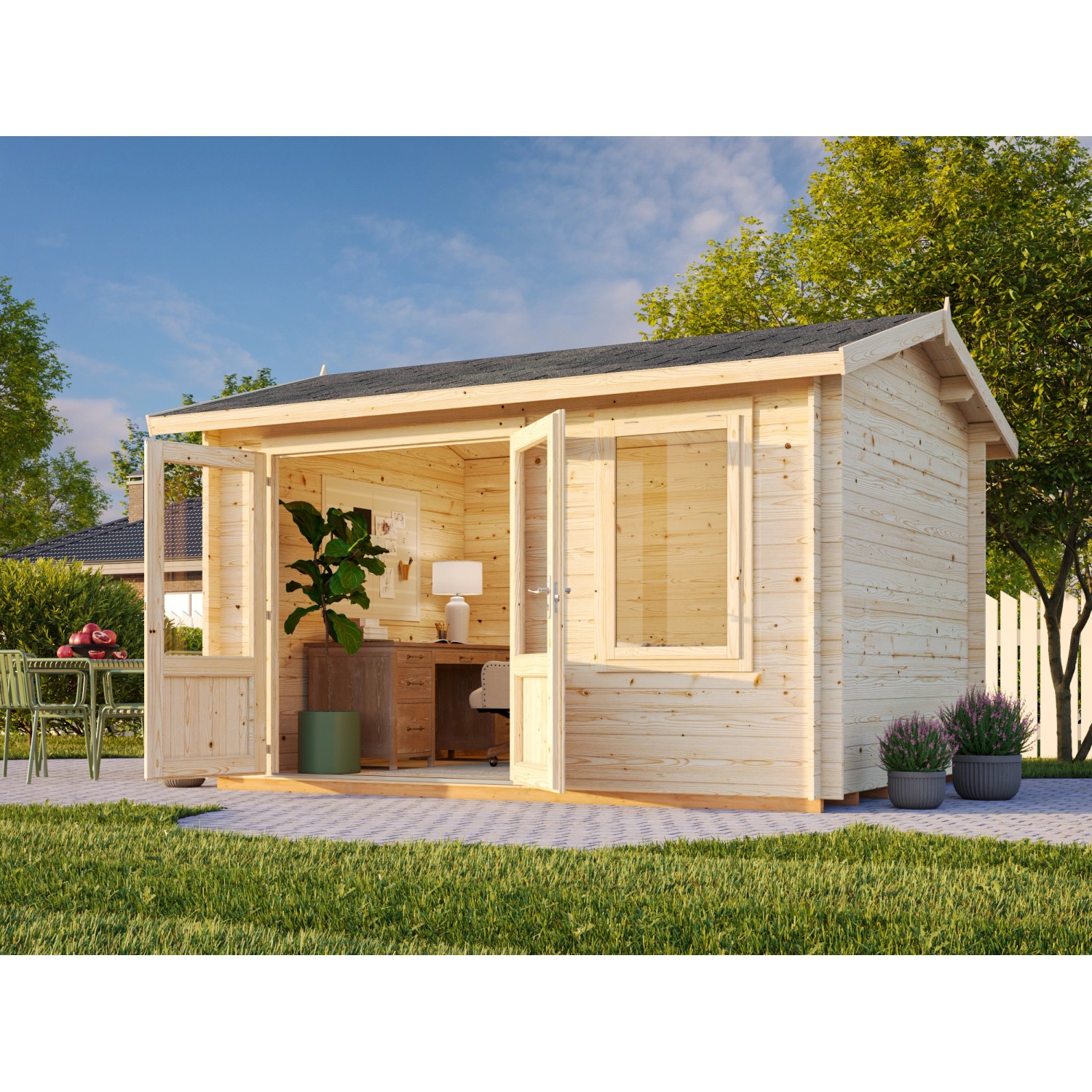 Palmako Gartenhaus Iris 360 x 276 cm Lackiert Grau-Anthrazit FSC®