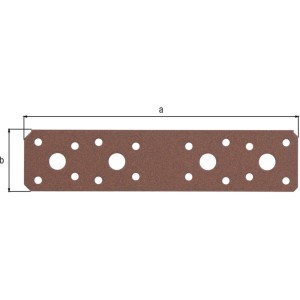 Alberts Duravis Flachverbinder, rostbraun, 180x40x3 mm, Stahlverbinder mit Löchern.