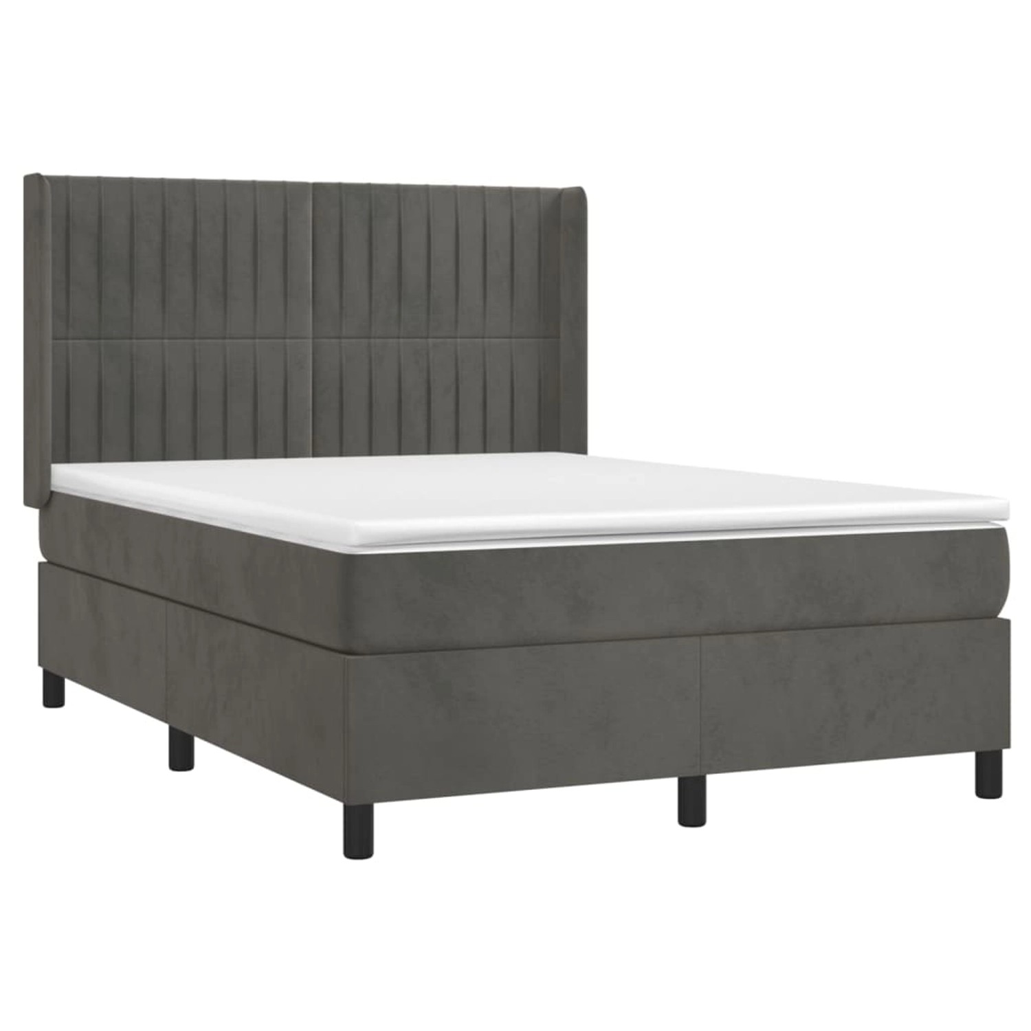 vidaXL Boxspringbett mit Matratze & LED Dunkelgrau 140x190 cm Samt 3139680 günstig online kaufen