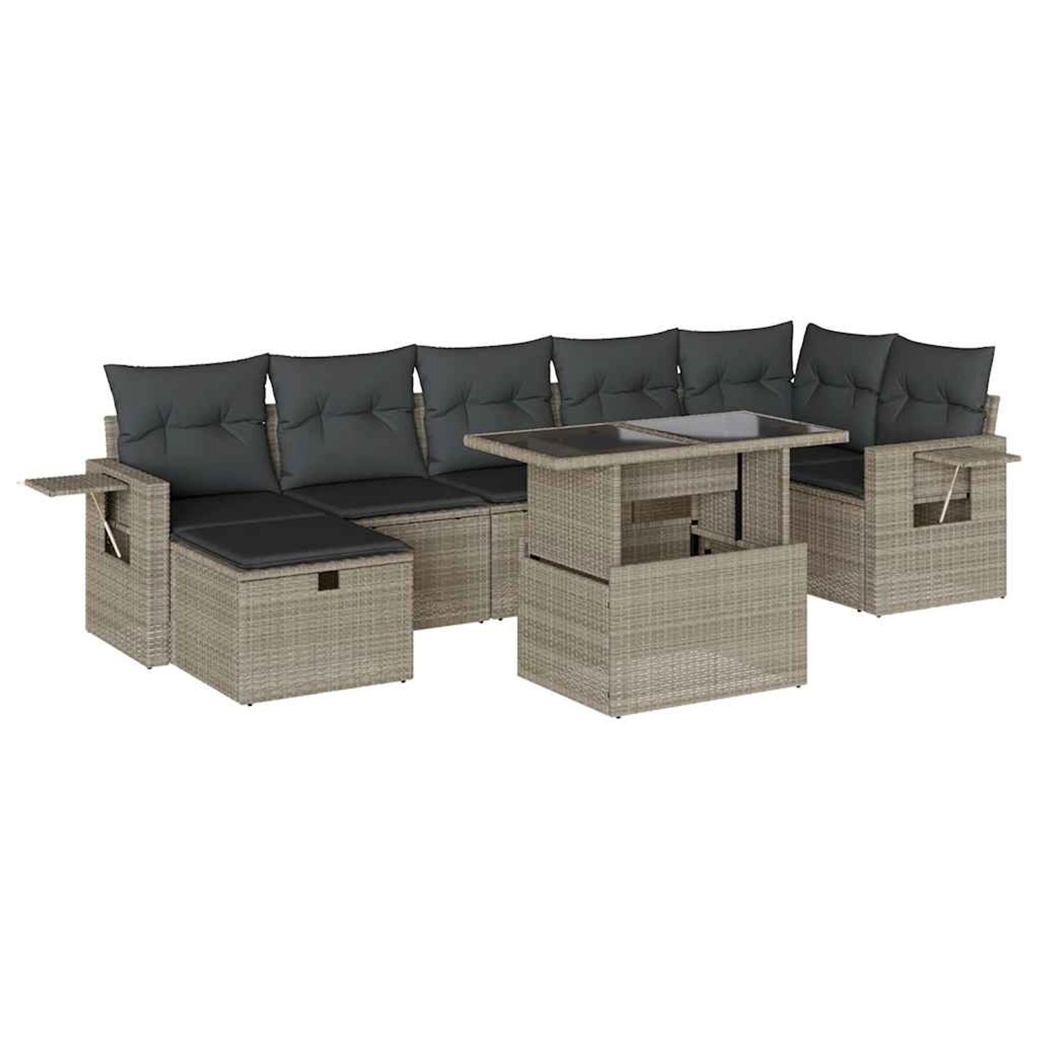 vidaXL 8-Tlg Garten-Sofagarnitur mit Kissen Hellgrau Poly Rattan 3274992 günstig online kaufen
