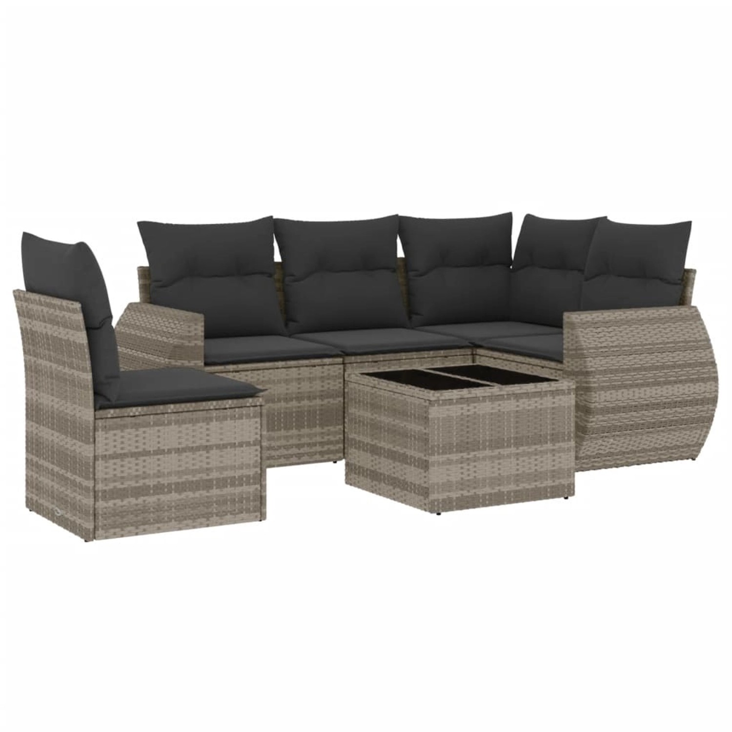 vidaXL 6-Tlg Garten-Sofagarnitur mit Kissen Hellgrau Poly Rattan 3253719 günstig online kaufen