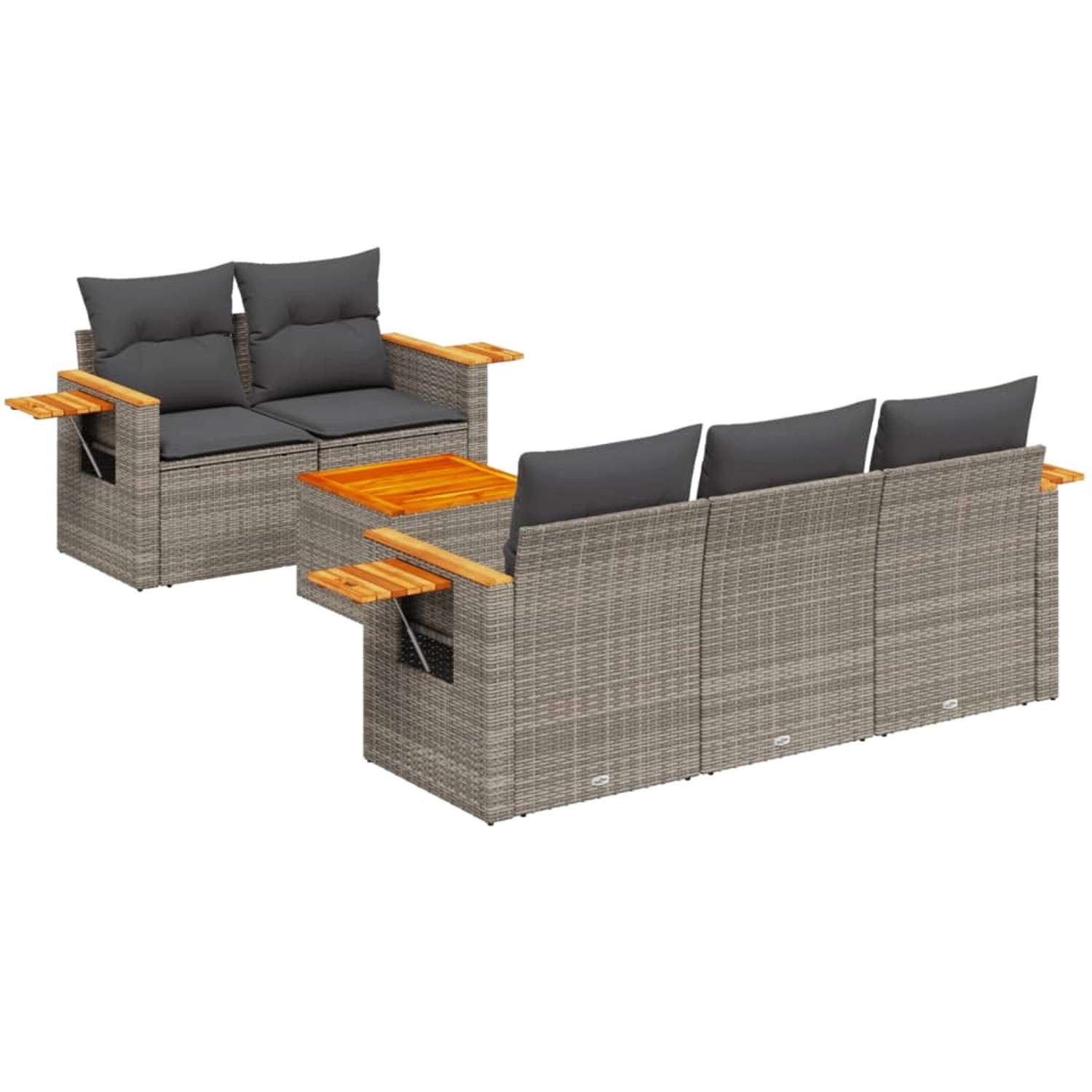 vidaXL 6-Tlg Garten-Sofagarnitur mit Kissen Grau Poly Rattan 3259029 günstig online kaufen