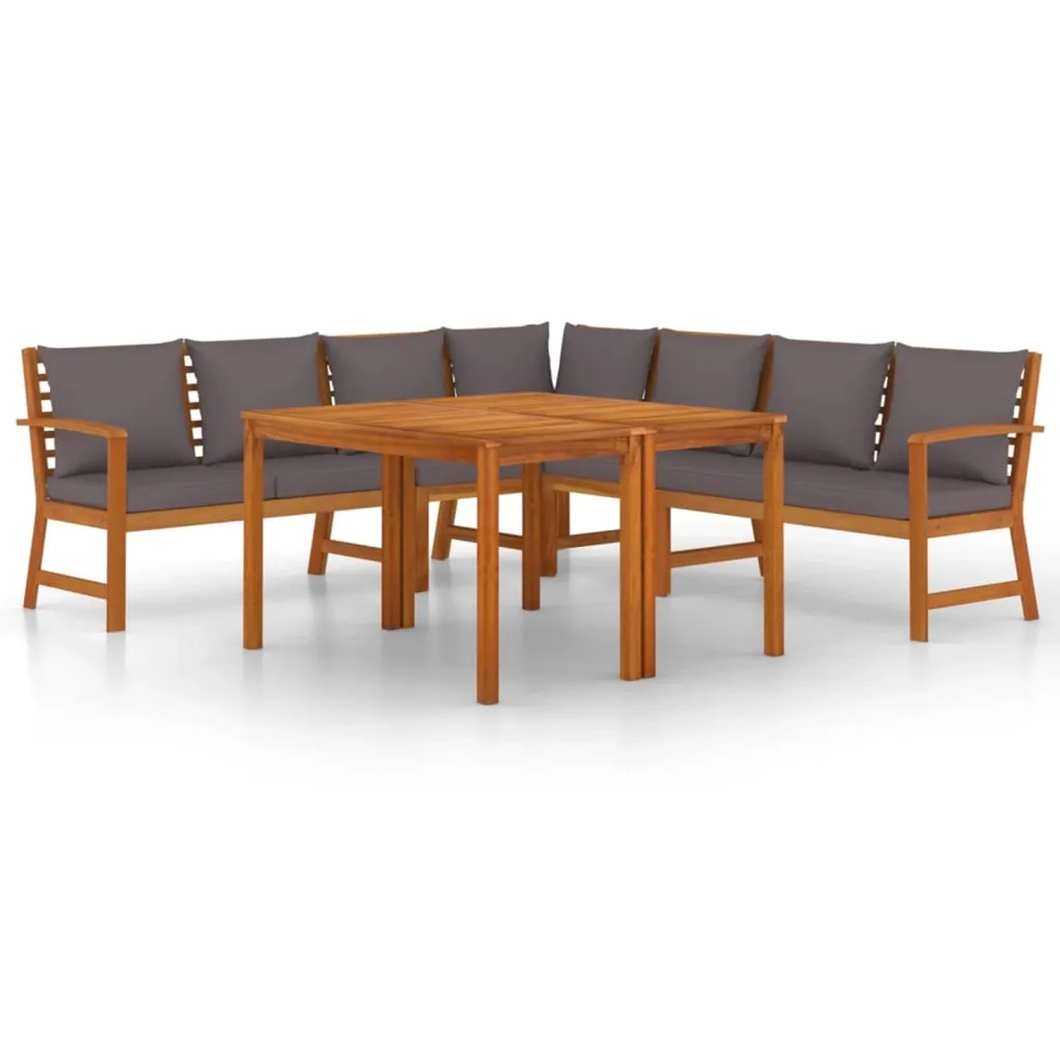 vidaXL 7-Tlg Garten-Essgruppe mit Kissen Massivholz Akazie 3154971
