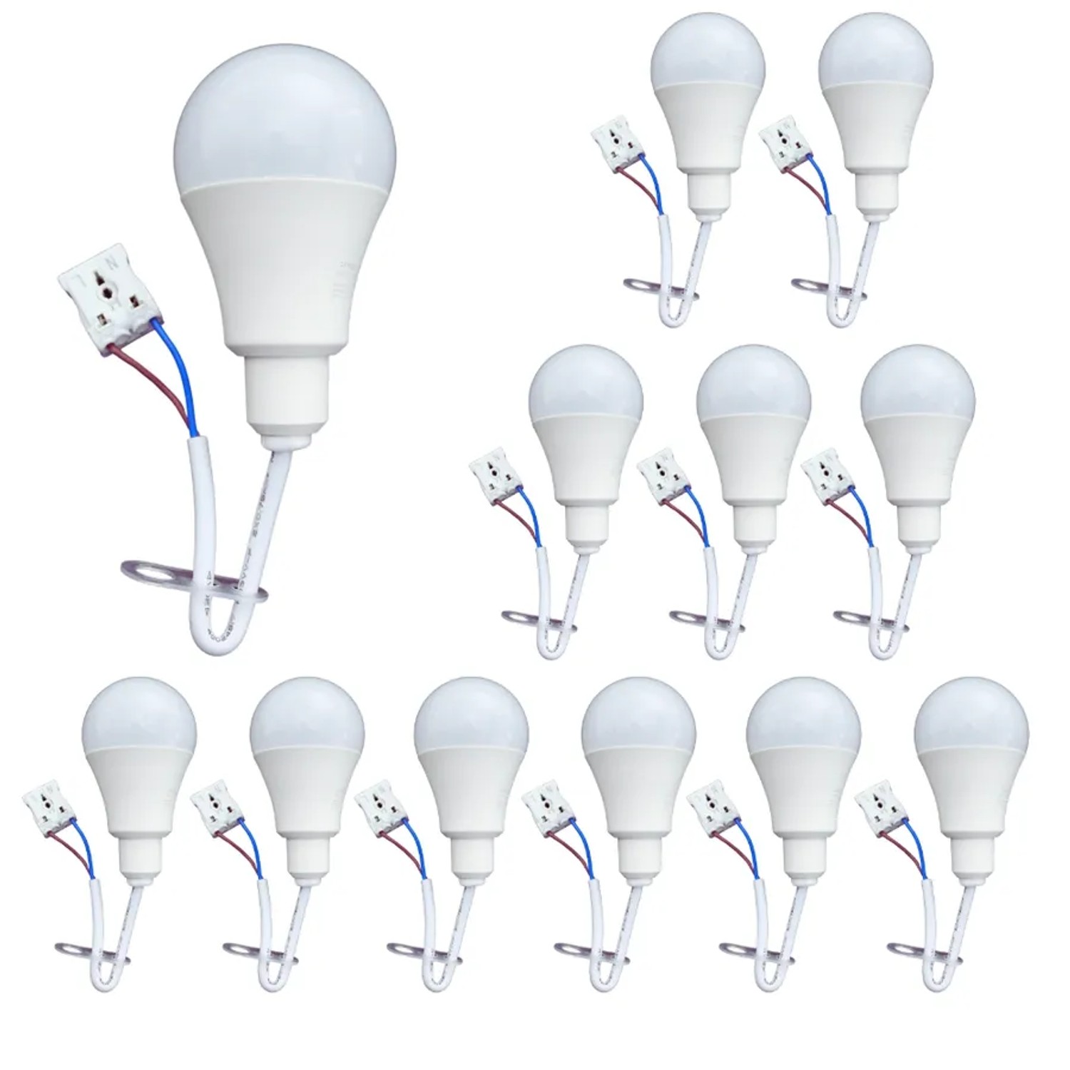 LUXULA 10er - Set LED Renovierungslampe 11W 4000K Neutralweiß Baustellenlampe mit Praktischer Klemme und Kabel Weiß