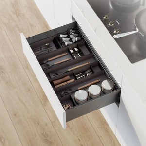 Emuca Schubladenorganisator Orderbox 150x470mm Stahl und Holz Anthrazitgrau
