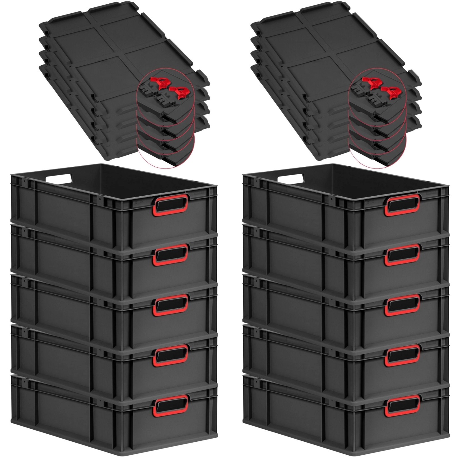 PROREGAL SuperSparSet 10x Eurobox Nextgen Color Mit Scharnierdeckel HxBxT 1 günstig online kaufen