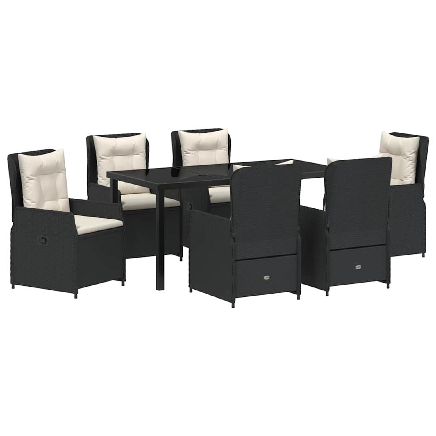 vidaXL Garten Essgruppe 7-Tlg Schwarz Poly Rattan 3380943 günstig online kaufen