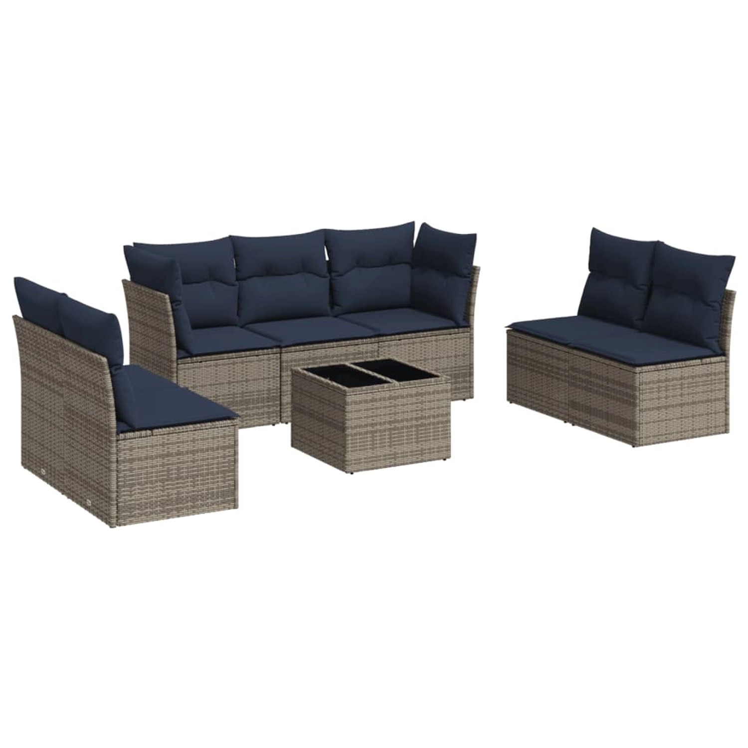 vidaXL 8-Tlg Garten-Sofagarnitur mit Kissen Grau Poly Rattan 3217421 günstig online kaufen