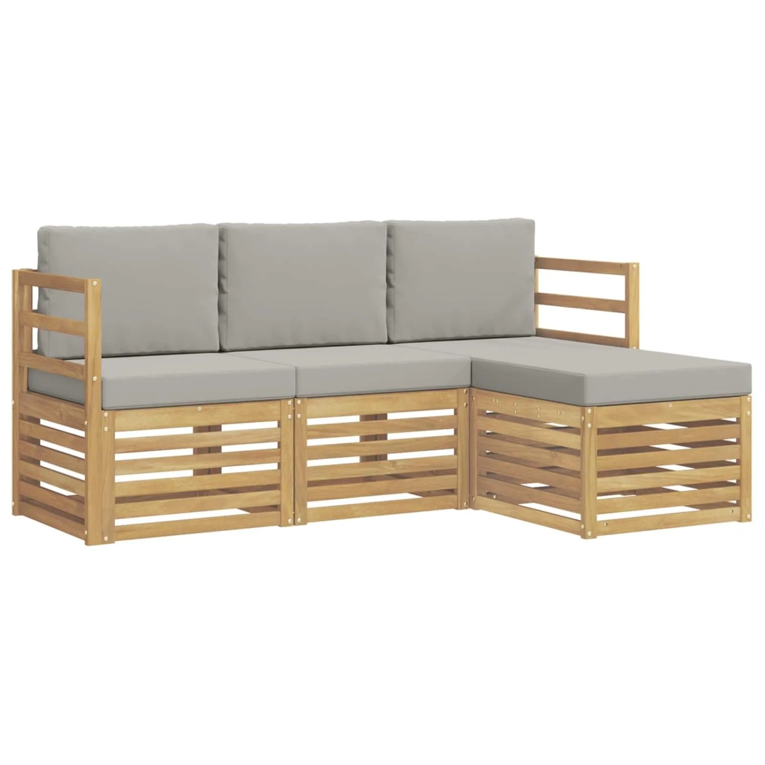 vidaXL Outdoor-Sofagarnitur 4 Stk Weiß und Hellgrau 3391616