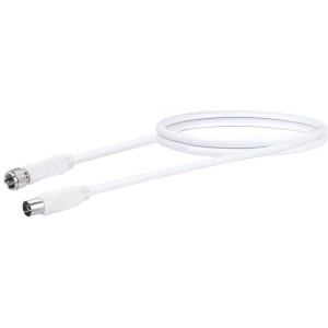 Weißes Schwaiger SAT Antennen Adapterkabel 90 dB mit zwei verschiedenen Anschlüssen.