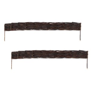 Relaxdays Beeteinfassung 2er Set Weide Braun Steckbar 10 cm x 100 cm