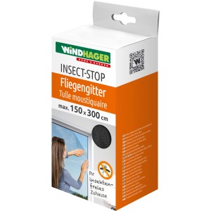 Verpackung Windhager Fliegengitter Plus, anthrazit, 150x300cm. Insektenschutz für Fenster.