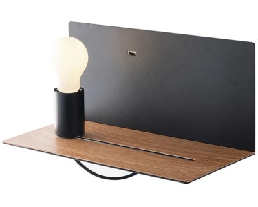 Bewegl. Schwarz/Naturholzoptik Design Leuchtmittel USB kaufen bei Wandleuchte OBI LUCE + Flash