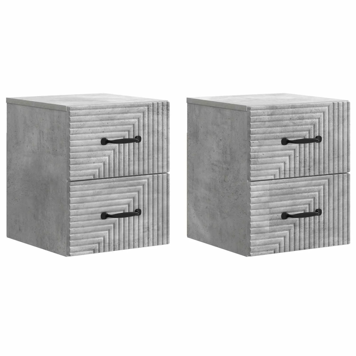 vidaXL Wandmontierter Nachttisch 2 Stk Betongrau 34,5 x 33 x 40 cm 898642