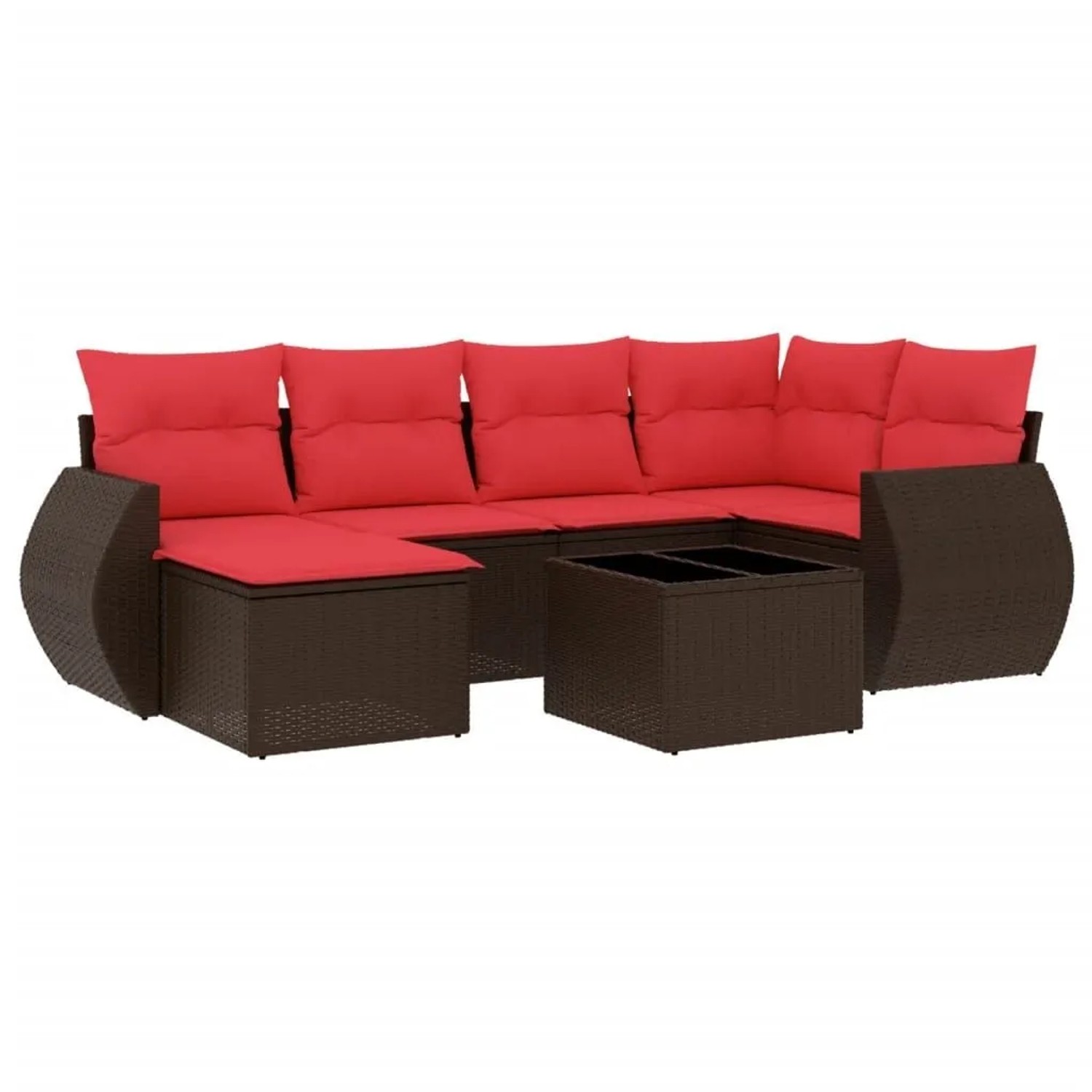 vidaXL 7-Tlg Gartensofa-Set mit Kissen Braun Polyrattan 3221673 günstig online kaufen