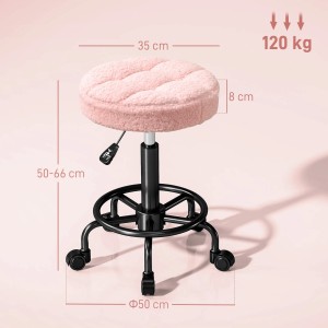 Rosa HOMCOM Rollhocker mit Metallgestell, höhenverstellbar und mobil.